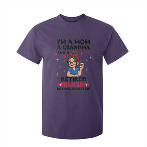 Funny Retirement T Shirt For Kid I Am A Mom And A Grandma And A Retired Nurse Nothing Scares Me TS14 Purple Print Your Wear