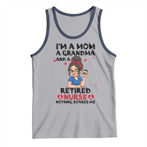 Funny Retirement Tank Top I Am A Mom And A Grandma And A Retired Nurse Nothing Scares Me TS14 Athletic Heather Navy Print Your Wear