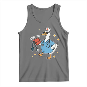 Cuff 'Em ER Nurse Tank Top Funny Silly Goose Meme TS14 Black Heather Print Your Wear