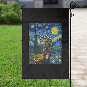 Bigfoot Racing Garden Flag Sasquatch Checkered Flag Starry Night Van Gogh TS14 Print Your Wear