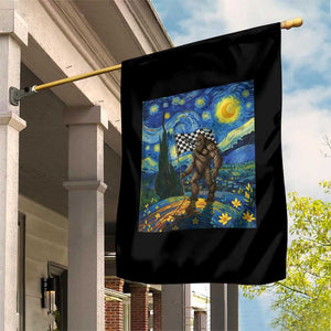 Bigfoot Racing Garden Flag Sasquatch Checkered Flag Starry Night Van Gogh TS14 Print Your Wear