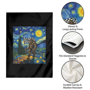 Bigfoot Racing Garden Flag Sasquatch Checkered Flag Starry Night Van Gogh TS14 Print Your Wear