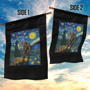 Bigfoot Racing Garden Flag Sasquatch Checkered Flag Starry Night Van Gogh TS14 Print Your Wear