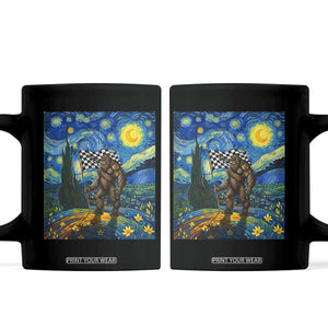 Bigfoot Racing Coffee Mug Sasquatch Checkered Flag Starry Night Van Gogh TS14 Black Print Your Wear