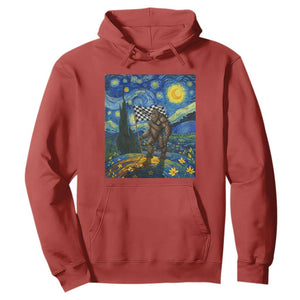 Bigfoot Racing Hoodie Sasquatch Checkered Flag Starry Night Van Gogh TS14 Red Print Your Wear