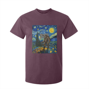 Bigfoot Racing T Shirt For Kid Sasquatch Checkered Flag Starry Night Van Gogh TS14 Maroon Print Your Wear