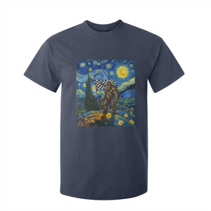 Bigfoot Racing T Shirt For Kid Sasquatch Checkered Flag Starry Night Van Gogh TS14 Navy Print Your Wear