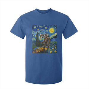 Bigfoot Racing T Shirt For Kid Sasquatch Checkered Flag Starry Night Van Gogh TS14 Royal Blue Print Your Wear