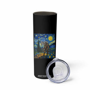 Bigfoot Racing Skinny Tumbler Sasquatch Checkered Flag Starry Night Van Gogh TS14 Print Your Wear
