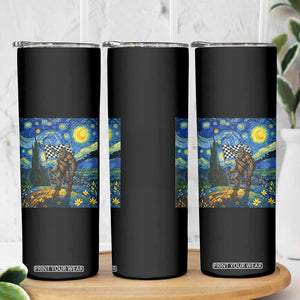 Bigfoot Racing Skinny Tumbler Sasquatch Checkered Flag Starry Night Van Gogh TS14 Print Your Wear