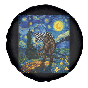 Bigfoot Racing Spare Tire Cover Sasquatch Checkered Flag Starry Night Van Gogh TS14 Print Your Wear