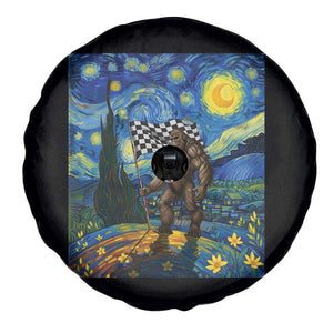 Bigfoot Racing Spare Tire Cover Sasquatch Checkered Flag Starry Night Van Gogh TS14 Print Your Wear
