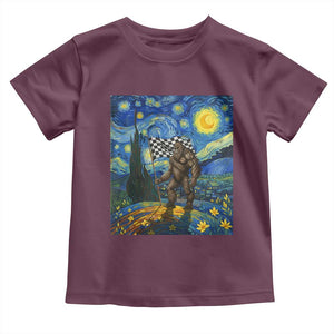Bigfoot Racing Toddler T Shirt Sasquatch Checkered Flag Starry Night Van Gogh TS14 Maroon Print Your Wear