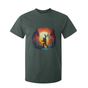 Bigfoot Racing T Shirt For Kid Sasquatch Checkered Flag TS14 Dark Forest Green Print Your Wear