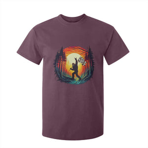 Bigfoot Racing T Shirt For Kid Sasquatch Checkered Flag TS14 Maroon Print Your Wear