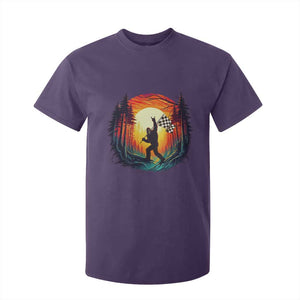 Bigfoot Racing T Shirt For Kid Sasquatch Checkered Flag TS14 Purple Print Your Wear