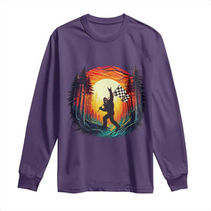 Bigfoot Racing Long Sleeve Shirt Sasquatch Checkered Flag TS14 Purple Print Your Wear