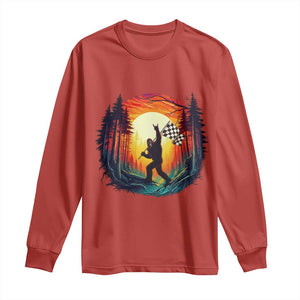 Bigfoot Racing Long Sleeve Shirt Sasquatch Checkered Flag TS14 Red Print Your Wear