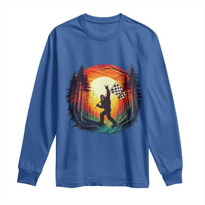 Bigfoot Racing Long Sleeve Shirt Sasquatch Checkered Flag TS14 Royal Blue Print Your Wear
