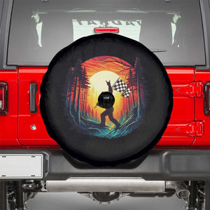 Bigfoot Racing Spare Tire Cover Sasquatch Checkered Flag TS14 Black Print Your Wear