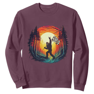 Bigfoot Racing Sweatshirt Sasquatch Checkered Flag TS14 Maroon Print Your Wear