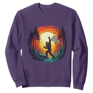 Bigfoot Racing Sweatshirt Sasquatch Checkered Flag TS14 Purple Print Your Wear