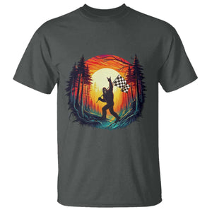 Bigfoot Racing T Shirt Sasquatch Checkered Flag TS14 Dark Heather Print Your Wear