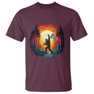 Bigfoot Racing T Shirt Sasquatch Checkered Flag TS14 Maroon Print Your Wear