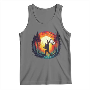 Bigfoot Racing Tank Top Sasquatch Checkered Flag TS14 Black Heather Print Your Wear