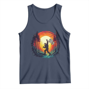 Bigfoot Racing Tank Top Sasquatch Checkered Flag TS14 Navy Print Your Wear