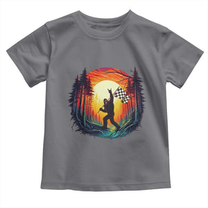 Bigfoot Racing Toddler T Shirt Sasquatch Checkered Flag TS14 Charcoal Print Your Wear