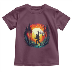 Bigfoot Racing Toddler T Shirt Sasquatch Checkered Flag TS14 Maroon Print Your Wear