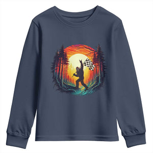 Bigfoot Racing Youth Sweatshirt Sasquatch Checkered Flag TS14 Navy Print Your Wear