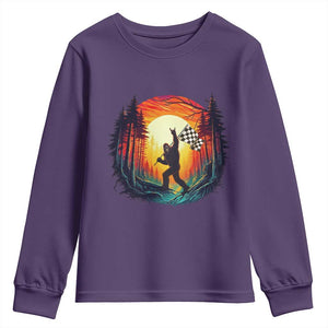Bigfoot Racing Youth Sweatshirt Sasquatch Checkered Flag TS14 Purple Print Your Wear