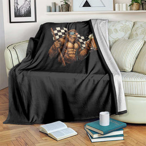 Funny Bigfoot Throw Blanket Sasquatch Drinking Beer Racing Car TS14 Print Your Wear