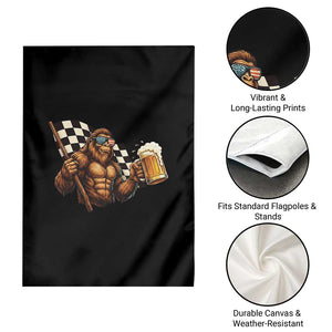 Funny Bigfoot Garden Flag Sasquatch Drinking Beer Racing Car TS14 Print Your Wear