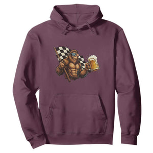 Funny Bigfoot Hoodie Sasquatch Drinking Beer Racing Car TS14 Maroon Print Your Wear