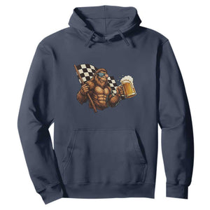 Funny Bigfoot Hoodie Sasquatch Drinking Beer Racing Car TS14 Navy Print Your Wear
