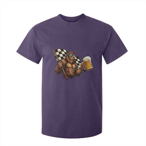 Funny Bigfoot T Shirt For Kid Sasquatch Drinking Beer Racing Car TS14 Purple Print Your Wear