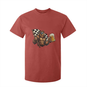 Funny Bigfoot T Shirt For Kid Sasquatch Drinking Beer Racing Car TS14 Red Print Your Wear