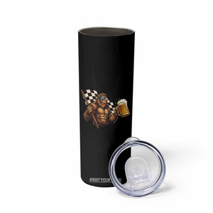 Funny Bigfoot Skinny Tumbler Sasquatch Drinking Beer Racing Car TS14 Print Your Wear