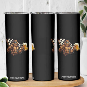 Funny Bigfoot Skinny Tumbler Sasquatch Drinking Beer Racing Car TS14 Print Your Wear