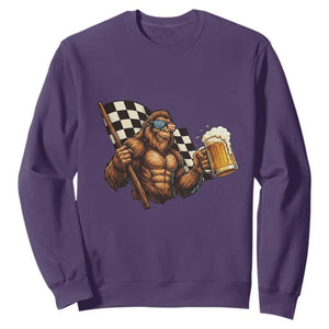 Funny Bigfoot Sweatshirt Sasquatch Drinking Beer Racing Car TS14 Purple Print Your Wear