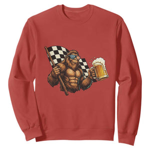 Funny Bigfoot Sweatshirt Sasquatch Drinking Beer Racing Car TS14 Red Print Your Wear
