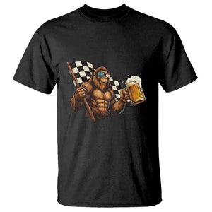 Funny Bigfoot T Shirt Sasquatch Drinking Beer Racing Car TS14 Black Print Your Wear