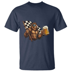 Funny Bigfoot T Shirt Sasquatch Drinking Beer Racing Car TS14 Navy Print Your Wear