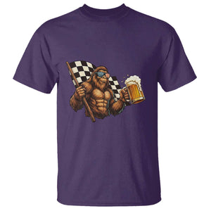Funny Bigfoot T Shirt Sasquatch Drinking Beer Racing Car TS14 Purple Print Your Wear