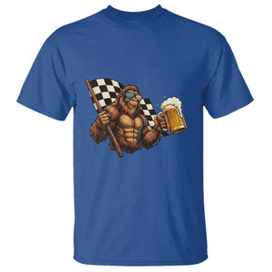 Funny Bigfoot T Shirt Sasquatch Drinking Beer Racing Car TS14 Royal Blue Print Your Wear