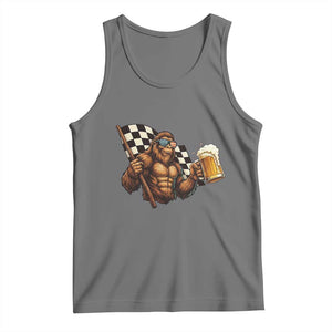 Funny Bigfoot Tank Top Sasquatch Drinking Beer Racing Car TS14 Black Heather Print Your Wear