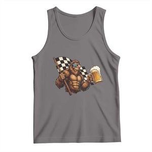 Funny Bigfoot Tank Top Sasquatch Drinking Beer Racing Car TS14 Deep Heather Print Your Wear